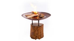 RedFire Handmade Fire Pit Logger Medium with Wooden Base