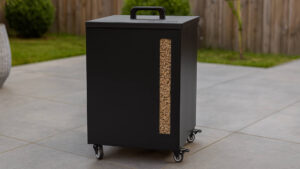 pellet opslagbox pellets verrijdbaar in achtertuin